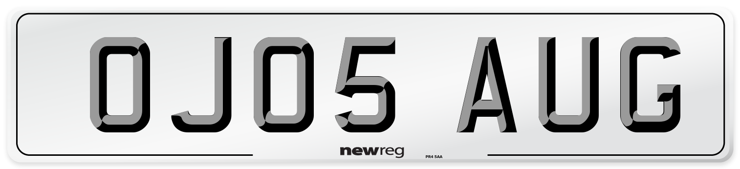 OJ05 AUG Number Plate from New Reg